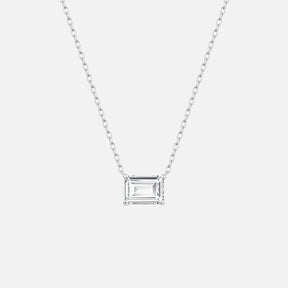 Solitär White Emerald Cut Chain - Silber