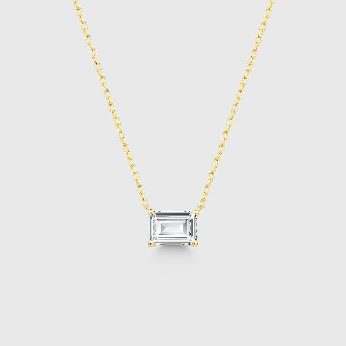 Solitär White Emerald Cut Chain - Gold