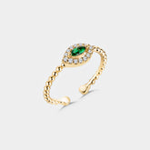 Navette Emerald Ring Shiny Wreath - Gold