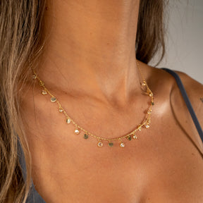 Plättchen Zirkonia Halskette - Gold